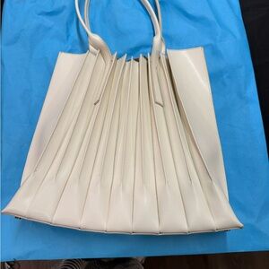 Antonio Melani Cream Pleated Shoulder Bag